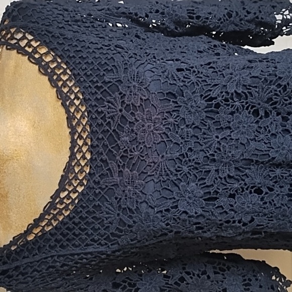 Navy Cotton Crochet Over Navy Tank Top - Picture 2 of 10